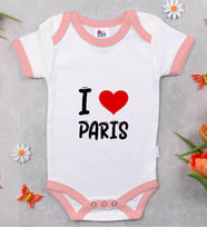 BK Kids I Love Paris Tasarımlı Pembe Bebek Body Zıbın - Model 1