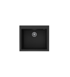 Black Stone Patara 50X57 cm Tek Göz Tezgah Üzeri Siyah Granit Mutfak Eviyesi