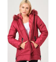 Dewberry Kadın %100 Polyester Kaban Açık Bordo Z6668 Günlük Dış Giyim, Hafta Sonu Kombini, Seyahat Gardırobu