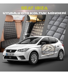 Seat Ibıza Antrasit Renk Tay Tüyü Cepli & Terletmez Sırtlı Oto Koltuk Minder Seti - Koltuk Koruma Kılıfı (ÖN & ARKA TAM SET)