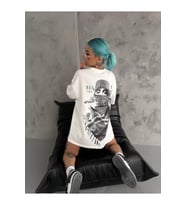 Unisex Baskılı Oversize T-Shirt - Beyaz