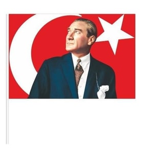20x30 cm Raşel Sopalı Bayrak - Atatürk Ayyıldız Bayrak - Türk Bayrağı - Sopalı Ayyıldız Bayrak (Kırmızı)