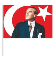 20x30 cm Raşel Sopalı Bayrak - Atatürk Ayyıldız Bayrak - Türk Bayrağı - Sopalı Ayyıldız Bayrak (Kırmızı)