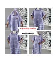 Kişiye Özel Baskılı Kapüşonlu Plaj Pançosu  İsim Yazılı Pamuklu Havlu Poncho Unisex Peştamal Kumaş (Mor)