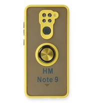 Newface Xiaomi Redmi Note 9 Kılıf Montreal Yüzüklü Silikon Kapak - Sarı