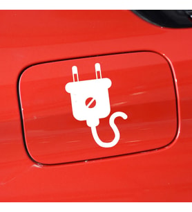 Elektrikli Araba Depo kapağı Fiş Priz Resmi Sticker Etiketi Beyaz Renk 14CM