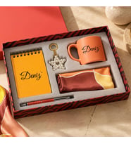 BK Gift Kişiye Özel İsimli Not Defteri & Kupa Bardak & Yıldız Anahtarlık & Kalem & Fular - Hediye Kutulu Set-2