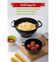 Akrilik Siyah 2 Li Süzgeç Seti ( Makarna & Pirinç Süzgeci )