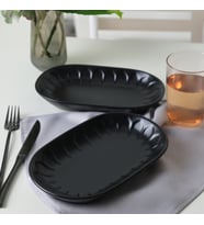 Keramika Mat Siyah Badem Kayık Tabak 25 Cm 2 Adet 956