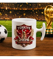 BK Gift Türkiye Taraftar Temalı Dünya Futbol Kupası Tasarımlı Hammer Kupa Bardak-5 Tek Yürek Milli Takım Ruhu