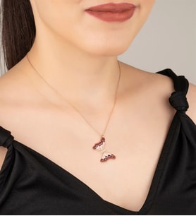 Saklı Takı 925 Ayar Gümüş Rose Mineli Kelebek Kolye