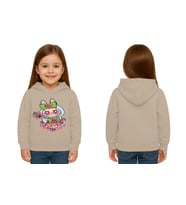 Unisex Baskılı Çocuk Swaetshirt Labubu Baskılı Kapüşonlu 3 İplik Şardonlu (Taş)