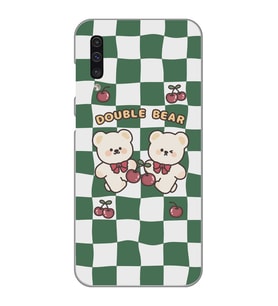 Samsung Galaxy A50 - A30S - A50S Uyumlu Double Bear Tasarımlı Şeffaf Telefon Kılıfı