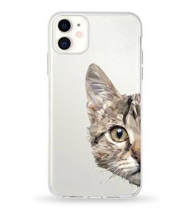 Apple iPhone 11 Uyumlu Kapak Catface Tasarımlı Şeffaf Silikon Kılıf