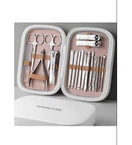 Krem 18 Parça Manikür-Pedikür Set Batık Tırnak Çıkarıcı ve Yüz Bakım Seti Çok Fonksiyonlu Çantalı Set no:8