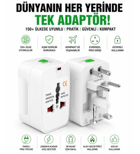 Yurt Dışı Seyahat Adaptörü 150+ Ülkeye Uyumlu Universal Seyahat Adaptörü Çoklu Priz Dönüştürücü Aşırı Gerilim Korumalı