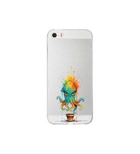iPhone 5S ile uyumlu Splash ahtapot tasarımlı şeffaf silikon kılıf