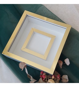25x25 Cm Fotoğraf Bölümlü Yarı Gold Kaplı Verda Anı Çerçevesi-6 cm Derinlikli Anı Çerçevesi(Fotoğraf Hediye)
