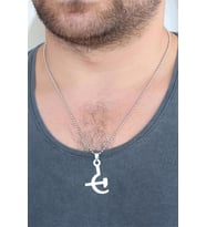 Silver Renk Metal Orak ve Balta Figürlü Erkek Kolye (Gümüş)