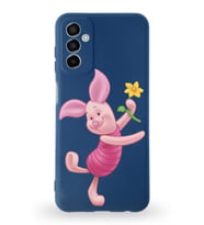 Samsung Galaxy M13 Uyumlu Lansman Kılıf Altı Kapalı İçi Kadife  Piglet Tasarımlı  Kapak (Şeffaf)