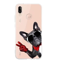 PrintiFy Huawei P20 Lite ile Uyumlu Köpek 2 Kamera Korumalı Şeffaf Kılıf
