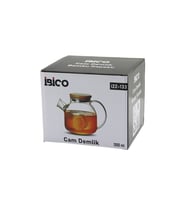 1000ML SADE DÜZ CAM DEMLİK  BAMBU DIŞ YÜZEY - METAL İÇ YÜZEY - SİLİKON CONTALI KAPAK (5343)