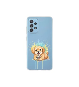 Samsung A52S 5G ile Uyumlu Splash Köpek Tasarımlı Şeffaf Silikon Kılıf