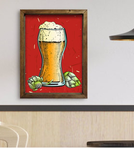 BK Gift Cafe & Bar & Restaurant Konseptli Doğal Masif Ahşap Çerçeveli Tablo 45x65cm-35