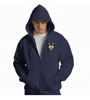 Erkek Husky Baskılı Oversize Fermuarlı Hoodie (Lacivert)