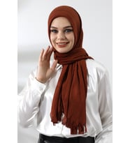 Kiremit Tesettür Hazır Pratik Fitilli Pamuklu Şal
