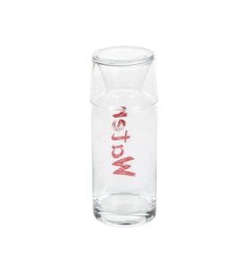 Yazılı 650 ml'lik Baş Ucu Pratik Kullanım Borosilikat Bardak ve Şişe (Kırmızı)