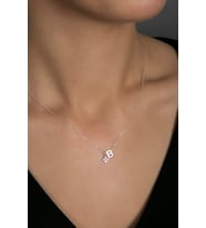 Elika Silver Kadın Harfli Çiçek Model 925 Ayar Gümüş Kolye (Gümüş)