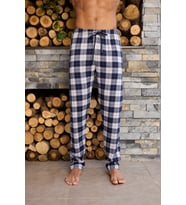 Orta Kalin Penye Ekose Tek Pantolon Pijama %100 Pamuk (Taş)