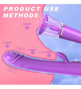 mutluluksenin Klitoris ve G-Spot Uyarıcı Emiş Güçlü Dil Simülasyon 4 in 1 Rabbit Vibratör
