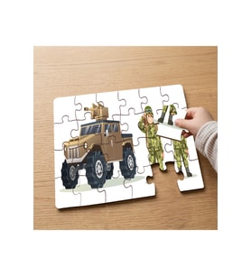 Asker Adamlar - Tank Tasarımlı 24 Parça Ahşap Çocuk Puzzle MPK0395