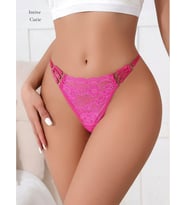 Intive Cutie Canlı Pembe Dantelli Yanları 3 Şeritli Halka Detaylı Tasarım Feminen Tanga