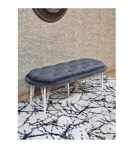 Ufo Oturak Bench - Beyaz Boyalı Telli Ayak - Oturak - Bench - Puf - Yatak Ucu Pufu Füme Renk 100 x 50 Boyut/Ebat (Çok Renkli)
