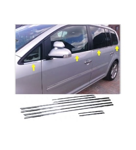 VW Touran Krom Cam Çıtası 8 prç. 2003-2009 P. Çelik