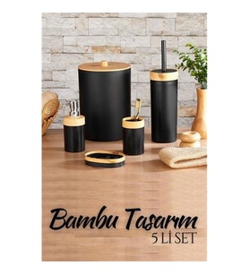 ModaCar 5 li Banyo Seti Bambu Design SİYAH