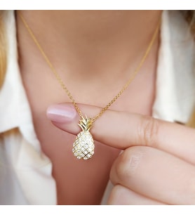 925 Ayar Gümüş Ananas Kolye (Gold)