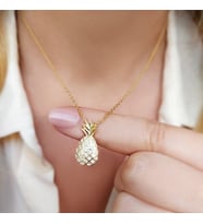 925 Ayar Gümüş Ananas Kolye (Gold)