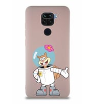 Xiaomi Redmi Note 9 Soft Premier Kapak Sandy Tasarımlı Silikon Kılıf - Pudra (Şeffaf)