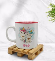 BK Gift Kişiye Özel Sevimli Çiftler Tasarımlı İçi Kırmızı Renkli Kupa Bardak Model 6