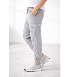 Erkek Jogger Eşofman Altı Regular Fit , Kargo Cepli, Lastikli Paça, Günlük Spor Pantolon - Gri