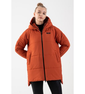 Maraton Oversize Kadın Kapüşonlu Kiremit Mont
