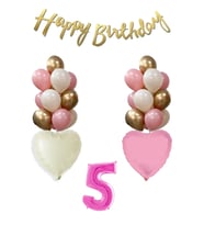 1 Yaş Pembe Doğum Günü Balon Seti 16inç Pembe Rakam Happy Birthday Bannerlı Set (05)