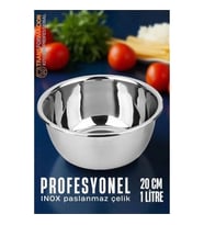 Mey İthalat® Inox Kase - 20 Cm 1 Litre Karıştırma Kabı Profesyonel 304 Paslanmaz Çelik 721835