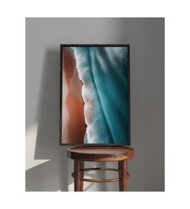 Tablo  Ahşap Çerçeveli Tablo  Çerçeveli Poster  Dalga Temalı Soyut Tablo, Minimal Soyut Tablo