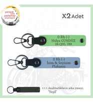 Biker Dostlarına, İsim Plaka ve 0 Rh (-) Kan Grubu Yazılı, Motor x2' li Anahtarlık, Mavi-F Yeşil-Ysl (Çok Renkli)