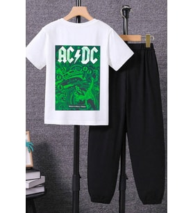 Çocuk Acdc Alt - Üst Eşofman Takımı (A.Beyaz)